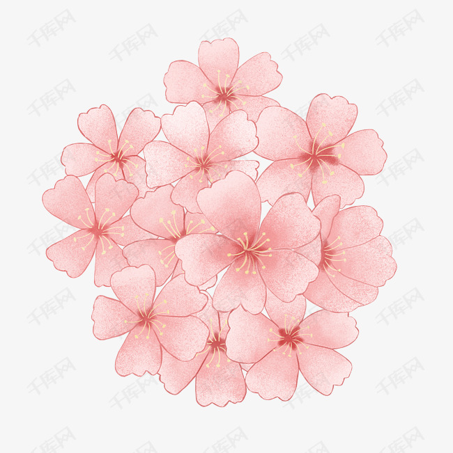 樱花花团装饰粉色png