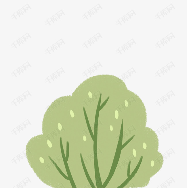 卡通浅绿色的草木植物免扣图