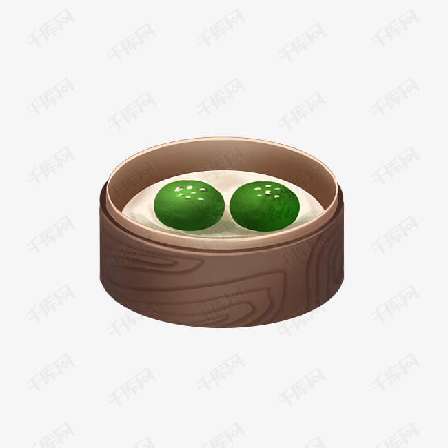 卡通两个青团插画