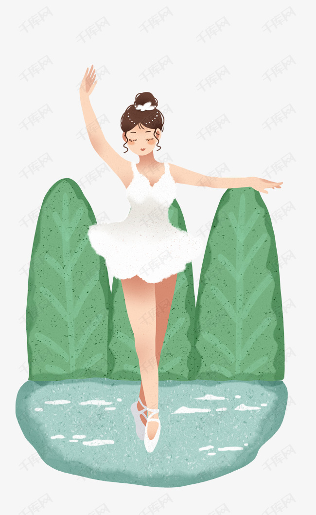 跳芭蕾舞的女孩插画