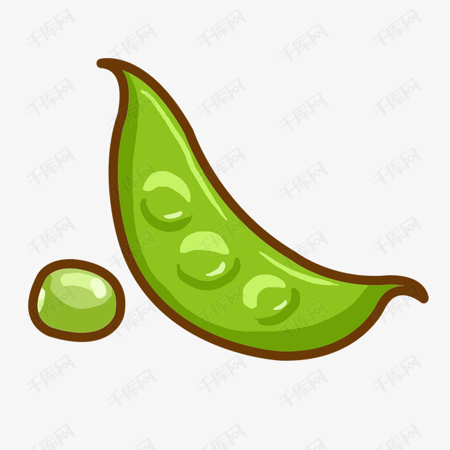 绿色的豌豆卡通插画