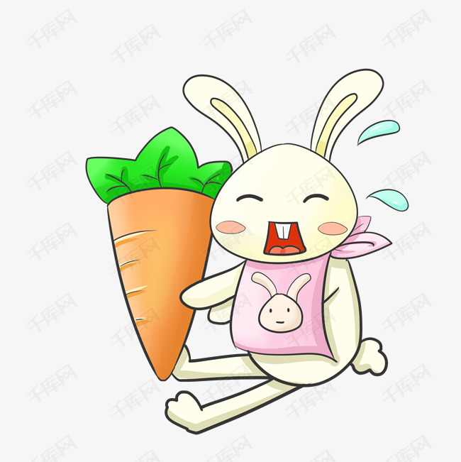 小兔子吃胡萝卜插画