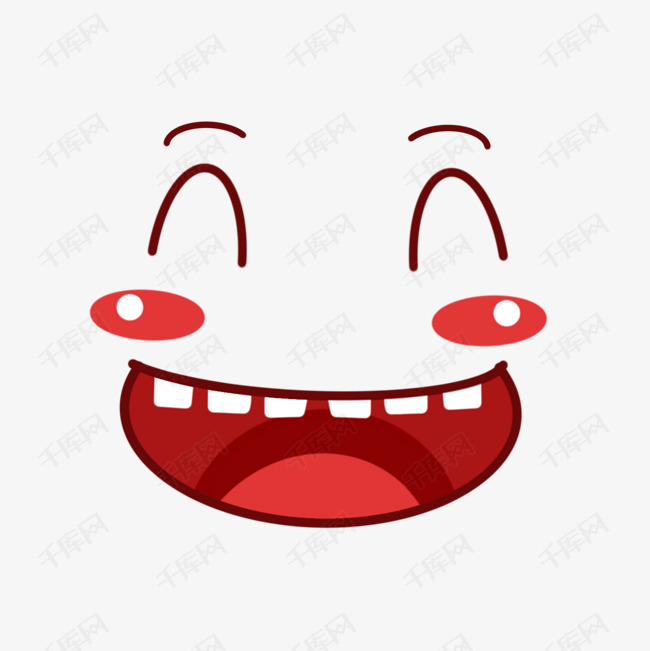 手绘卡通表情可爱露牙的笑脸
