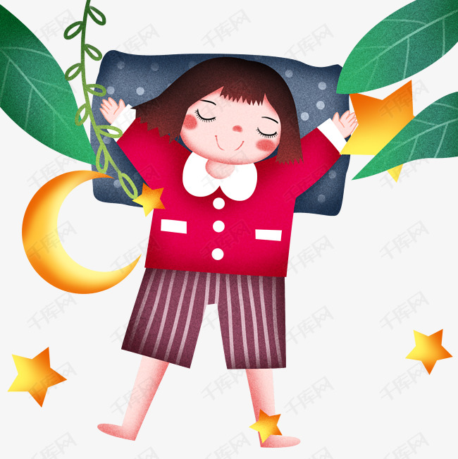 躺着睡觉的女孩插画