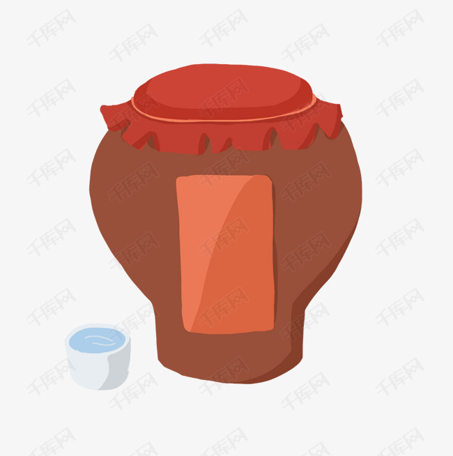 端午节棕色酒缸插画