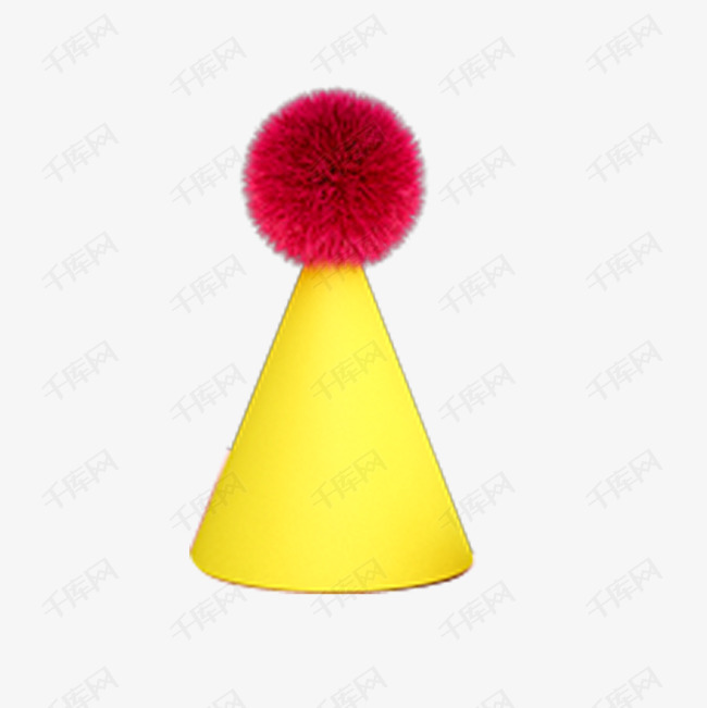 黄色三角形可爱帽子元素