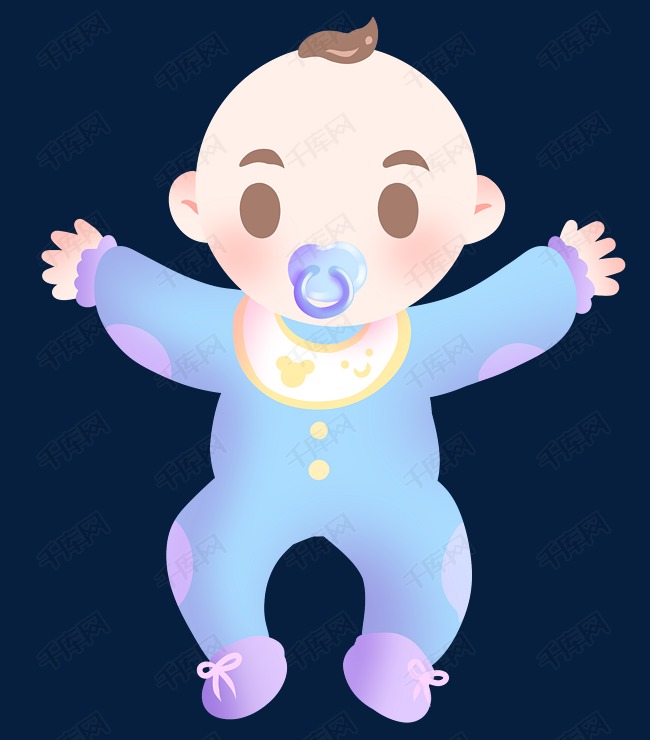 吃奶嘴的婴儿宝贝插画