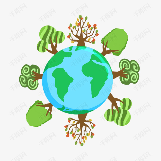 卡通绿色树木森林保护地球矢量图片