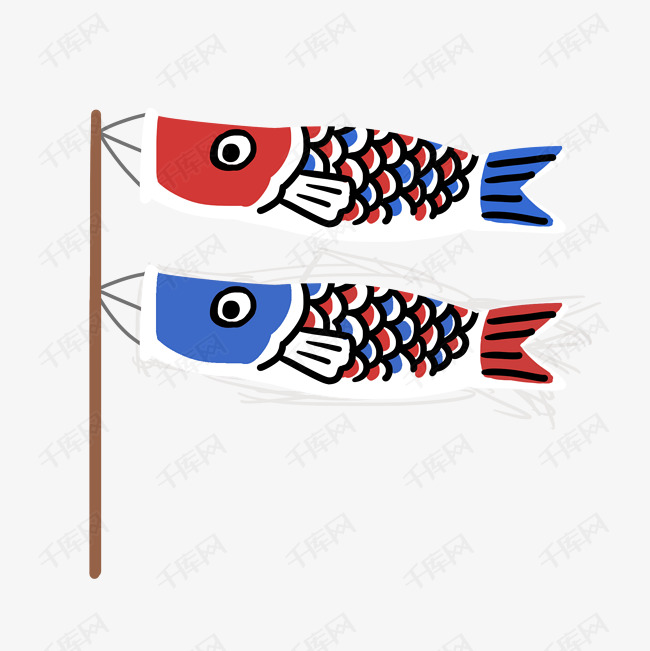 日本鲤鱼旗装饰插画