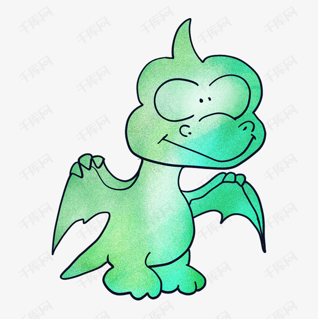 长翅膀绿色小恐龙的素材免抠绿色的小恐龙会飞的恐龙q版恐龙卡通插画