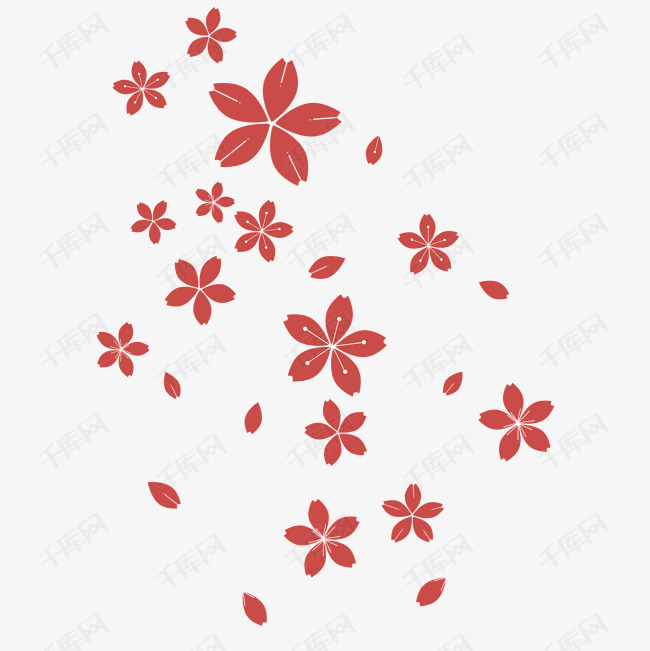 樱花花瓣飘落插画