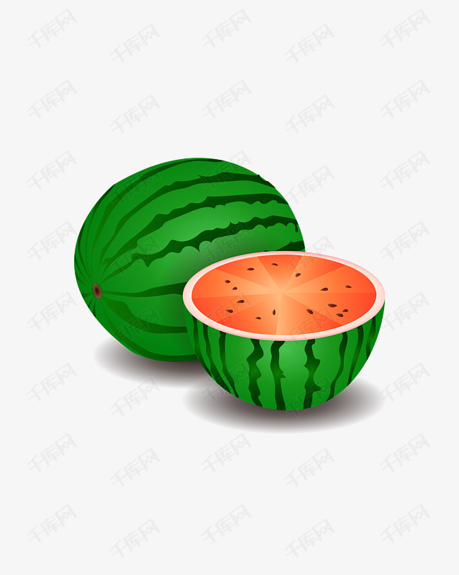 夏天卡通西瓜清凉矢量图