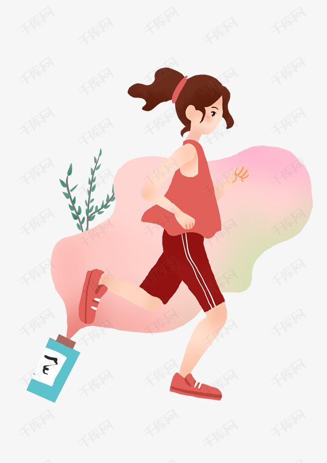 跑步健身卡通插画