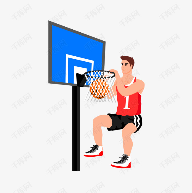 手绘卡通打篮球的少年