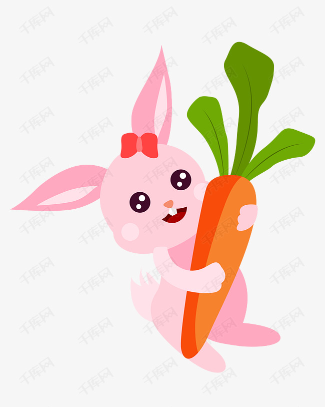 矢量手绘可爱兔子胡萝卜的素材免抠可爱小动物卡哇伊小可爱小白兔手绘