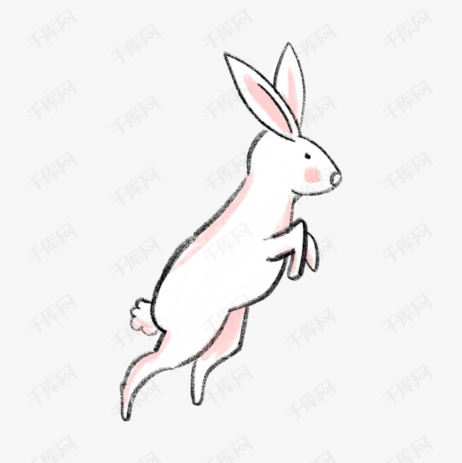 可爱的卡通跳跃兔子