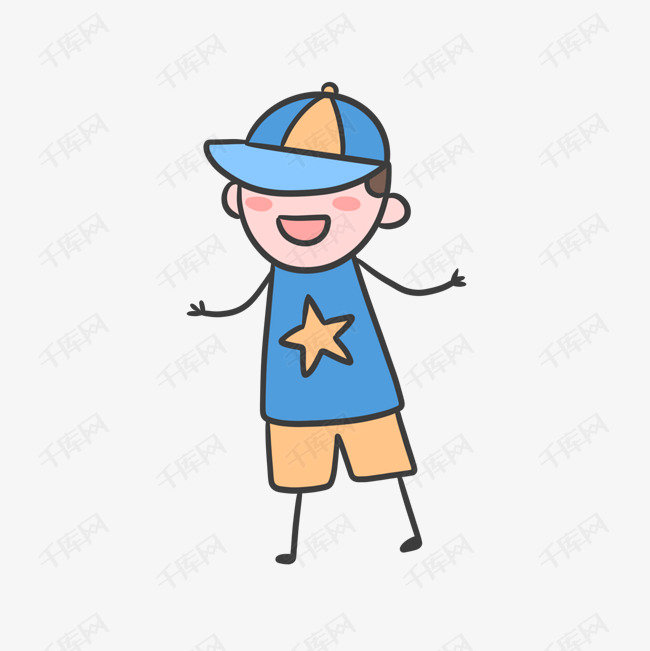 六一儿童节帽子男孩手绘可爱卡通免抠素材