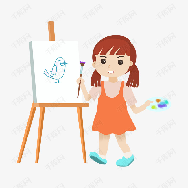 小女孩在画画