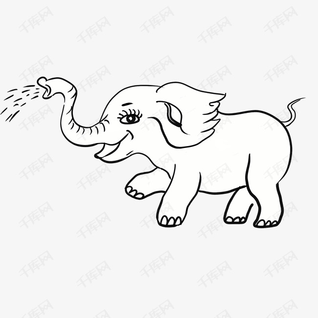 素描简笔线条大象