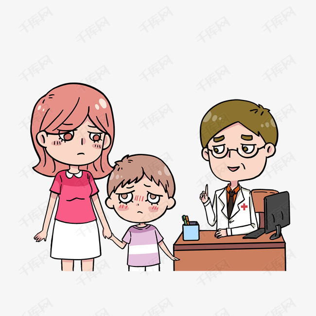 小孩感冒生病医院吃药发烧流鼻涕头痛看医生健康素材