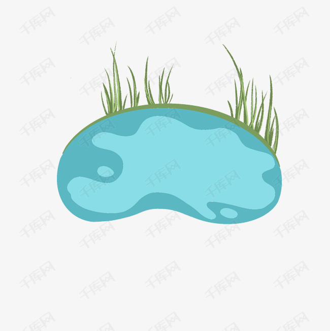 卡通池塘一角png