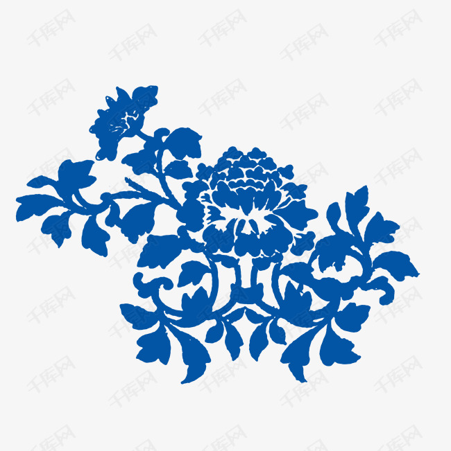 古典青花瓷牡丹花纹