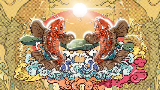 消息查看全部登录注册千库网 / 商用插画 / 双鲤场景:全部手绘唯美