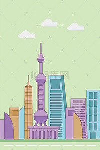 上海剑英插画图片_上海城市地标建筑矢量插画