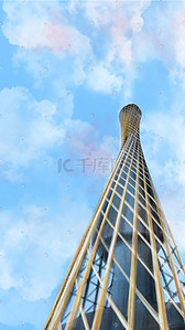 塔插画图片_广州地标建筑物广州塔背景海报