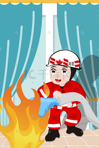 五一宣传插画图片_消防员背景图片可用作宣传