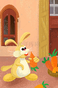 食品手绘插画图片_可爱兔子手绘插画