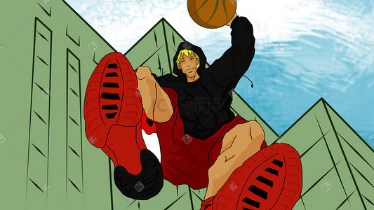 篮球炫酷插画图片_酷炫街头嘻哈篮球