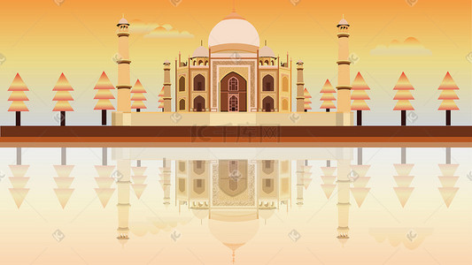 印度插画图片_地标建筑的背景图