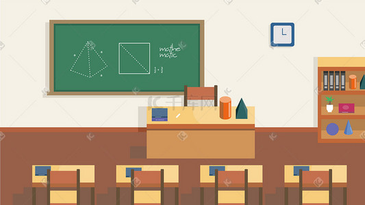 教学说课插画图片_学校课堂场景插画