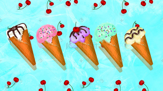 冰淇冰糕雪糕甜筒插画图片_果味甜筒冰激凌插画