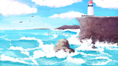 海洋主题风景插画