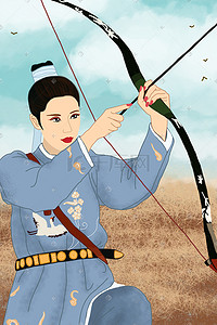 各类服饰插画图片_国潮中国传统文化之汉服服饰古装射箭