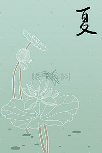 节气节日海报插画图片_节气立夏绿色荷花蜻蜓手绘插画海报