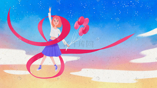 三八妇女节快乐插画图片_小清新女神节快乐快乐