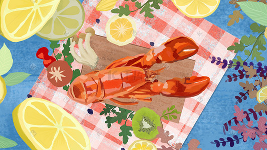 美味的小龙虾插画图片_美食之小龙虾插画