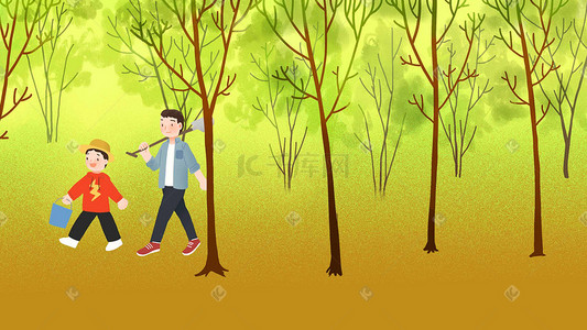 世界环境日地球插画图片_植树节关爱地球爱护环境环保公益