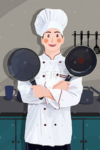 厨房人物人物插画图片_职业人物厨师插画