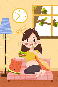 孕妇饮食孕婴健康生活孕期插画