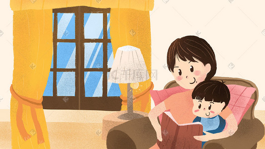 文案策划插画图片_卡通手绘风母亲节节日温馨母子俩配图