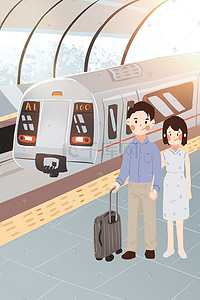 韩国插画图片_现代交通通勤方式