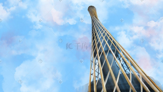 塔插画图片_广州地标建筑物广州塔背景海报