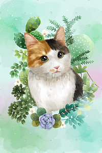 qq头像企鹅插画图片_可爱宠物三花猫头像