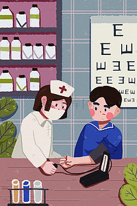 春季流感疾病预防体检医院护士卡通人物插画
