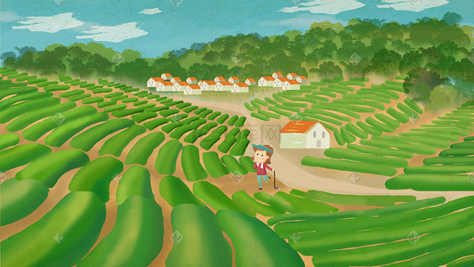 年农村人插画图片_农村生活之这片土地被我承包了