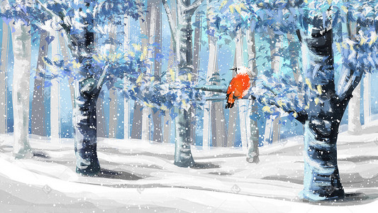 冬季手绘风景插画